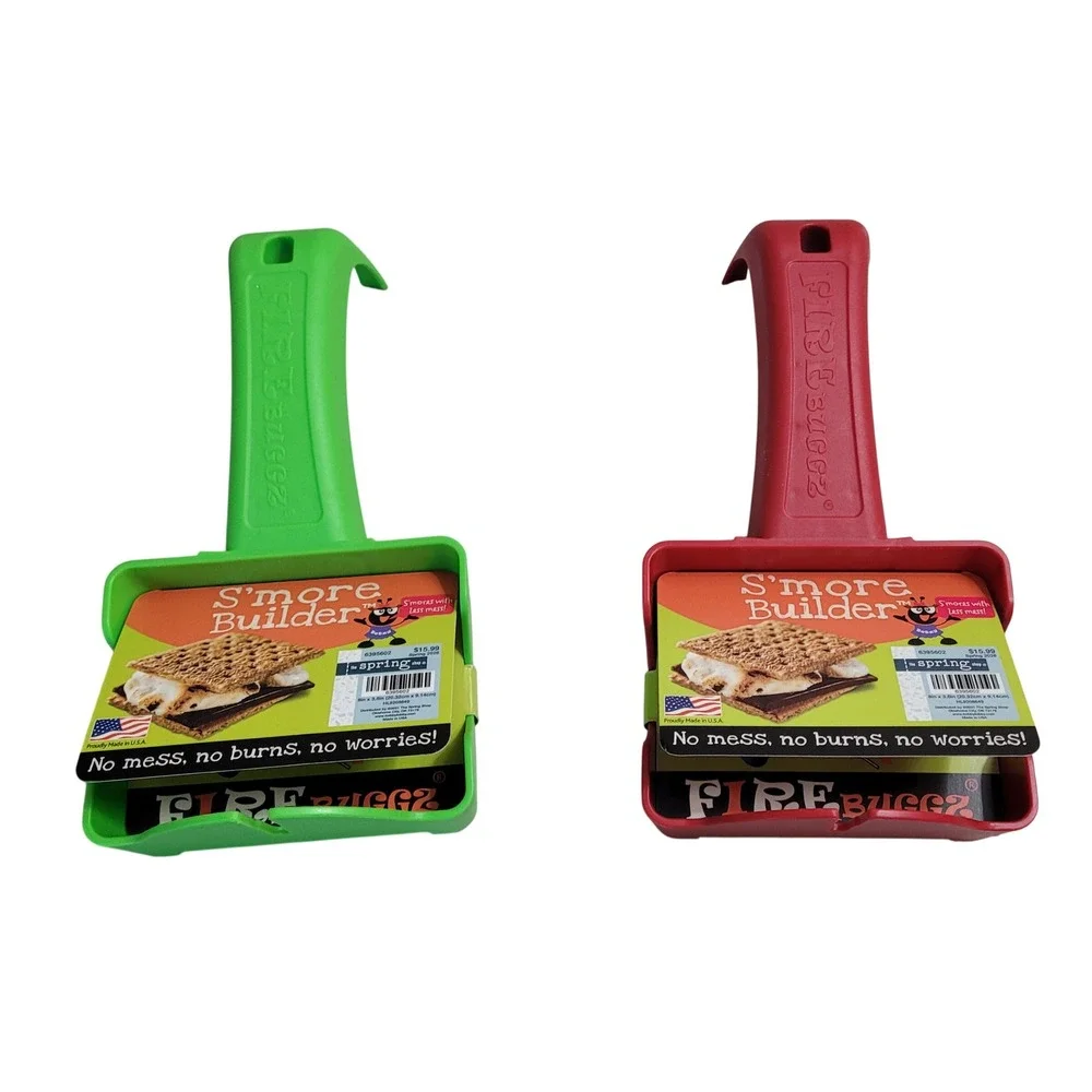 FireBuggz Smore Builder Set of 2 Red Green Campfire Tool New Made in USA